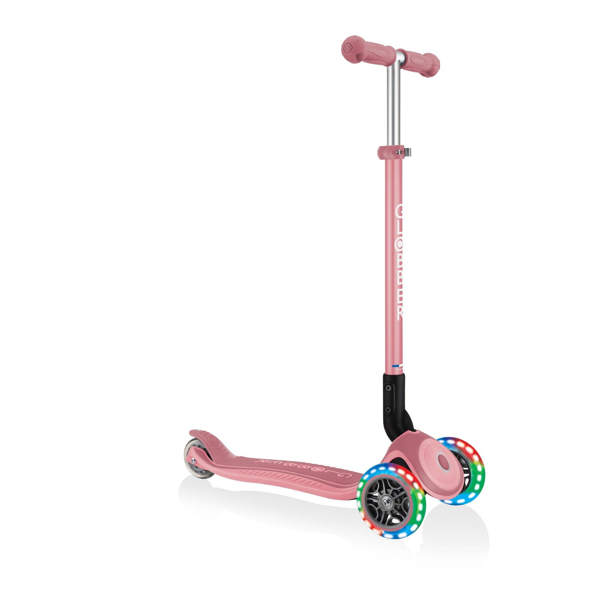 Globber Primo Foldable Plus Lights 發光車輪摺疊兒童滑板車-Pastel Pink-Suchprice® 優價網