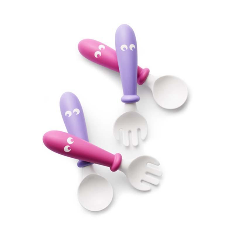 BabyBjörn 兒童湯匙&叉子/餐盤套裝 瑞典品牌-湯匙 & 叉子-粉紅色/紫色-Suchprice® 優價網