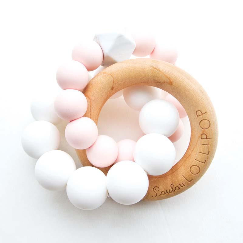 Loulou LOLLIPOP 木質+矽膠牙膠 加拿大品牌-粉紅石英色-Suchprice® 優價網