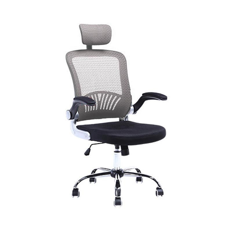 ProWork® D53 辦公椅 電腦椅 電鍍鋼腳 活動扶手-灰色 Grey-自己裝(紙箱包裝)-Suchprice® 優價網